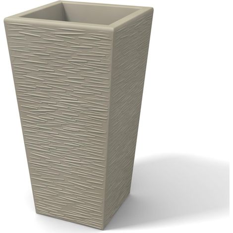 Vaso moderno in resina rettangolare mod. Egizio Rustico h 90 tortora