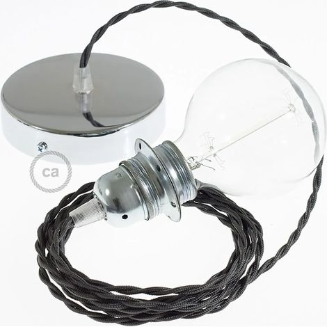 Lampada sospensione creative-cables tm26 cavo seta grigio rame 50 cm (1/3)