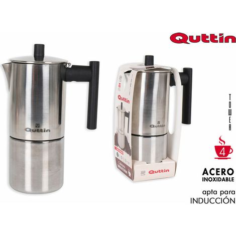 4 tazas cafetera inoxidable italiana apta para induccion tower quttin