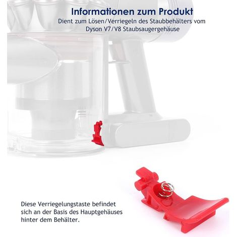 Verriegelungsknopf für Dyson V8 V7 SV10 SV12 Staubbehälter – Staubsaugerzubehör – Ersatzteile – Federbelasteter Staubbehälterschalter (1/5)