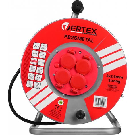 Vertex PB25METAL cable alargador eléctrico negro 25 metros