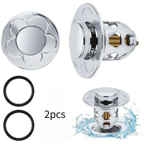 2 Pièces Bonde de Lavabo Universel Pop Up,Bonde de Lavabo Pop-Up avec Filtre Anti-Clogging,Flitre de Vidange Anti-Bloqué,Bouchon Baignoire pour Lavabo Cuisine,Flitre Cheveux-Orifice (1/5)