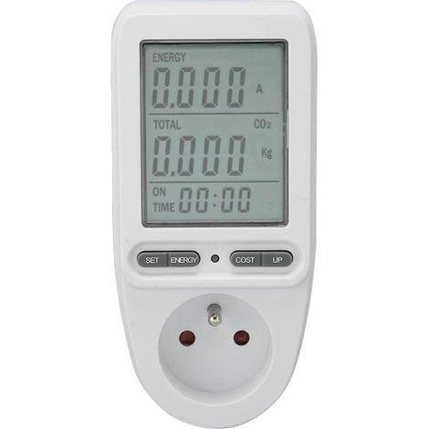 Compteur de consommation électrique avec protection contre les surcharges, 4 boutons, batterie rechargeable 3,6 V, prise domestique FR 230 V-AquaForge (1/5)