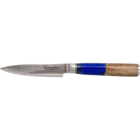 Coltello de cucina Tramuntana modello CD05 Lama di utilità de acciaio de damasco VG10 de 67 strati de 12,3 cm, manico de manico de legno epossidico stabilizzato, con scatola de presentazione. Articolo (1/2)