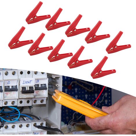 J.60058 30A Krokodilklemme Notstromversorgung für Autos, Krokodilklemme Batterieklemme, 10 Stück pro Packung, rot. (1/5)
