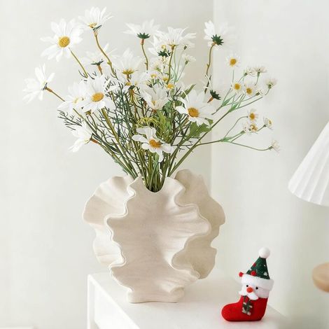 Bardusch-Vase céramique nordique beige, esthétique bohème pour salon, bureau, ferme ou table basse (1/5)