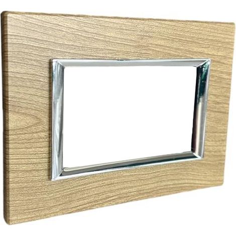 Placca Interruttore 3 Moduli Compatibile Matix Copripresa Legno Chiaro C4803LBA