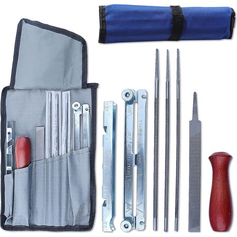Set de lime à main métallique Adefol pour limer la série d'outils d'affûtage et autres lames avec sac de transport, outils pour travail du bois et du métal (1/5)