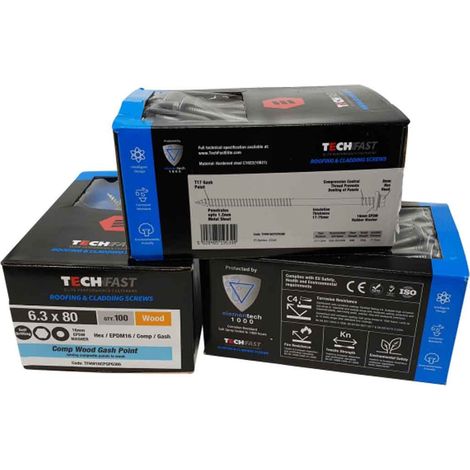 ForgeFix TFHW16CPGP63150 TechFast Composite Panel to Timber Hex Screw T17 Gash Point 6.3 x 150mm Box 100 FORTFHW63150 (1/5)