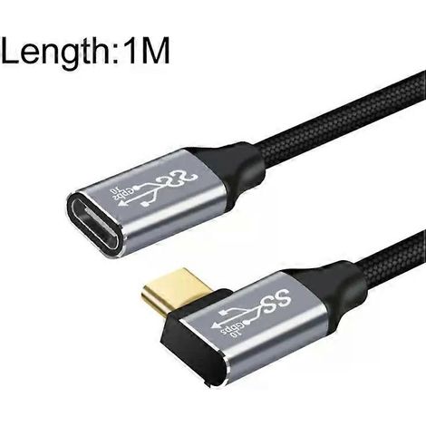 Câble d'extension USB-C coudé de 1 m, 10 Gbit/s, pour la charge et le transfert de données. (1/2)