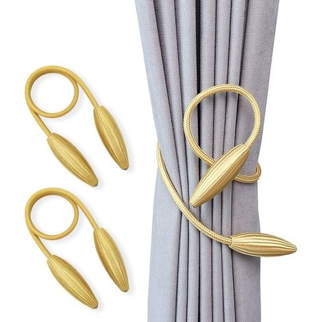Tieback Pour Rideau - Avec Fil Métallique Mémoire - Ajustable Sans Perçage - Pour Rideaux Occultants et Transparent - Lot de 2 (1/5)