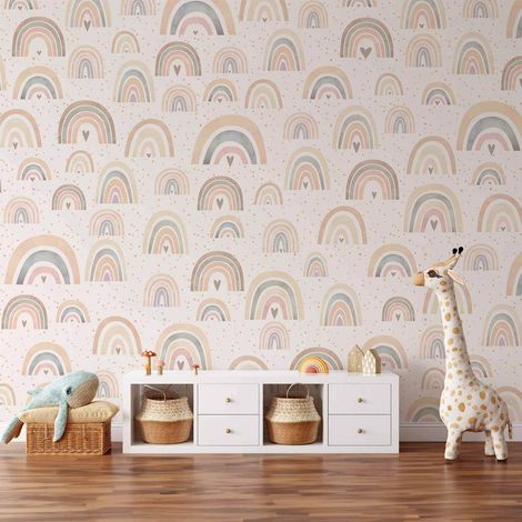 Carta da parati artgeist Rainbows and Hearts colorata 400x280 cm
