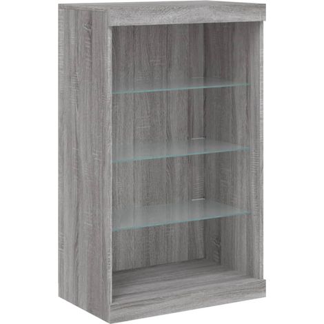 Credenza buffet cassettiera mobile contenitore organizer cucina soggiorno soggiorno con luci a LED sonoma 60,5 x 37 x 100 cm grigio 020030077