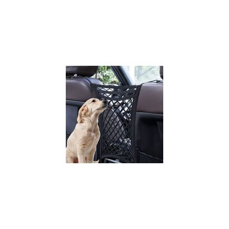 Borsa portaoggetti in rete per seggiolino auto con 4 ganci, 2 tasche su tre strati, lavabile in lavatrice, organizer in rete elastica, impedisce ad animali domestici/bambini di entrare - Crezuo