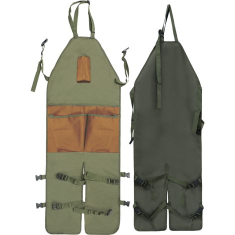 BRAVIX Tablier de jardinage Protection étendue, tablier de jardin en tissu oxford avec poches rangement, boucles réglables, travaux couture précise pour femmes hommes jardiniers, jard