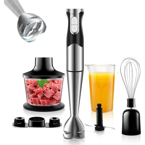 1 Mixeur Plongeant, 1200W, Vitesse Réglable, Lames Acier Inoxydable, Fonction Turbo, Cuisine Viande Légume (1/5)