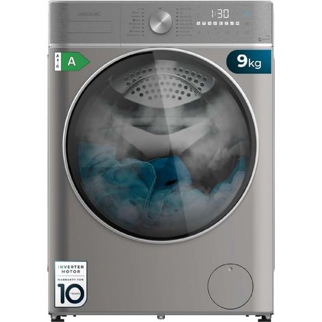 Cecotec Lavadora 9Kg de Carga Frontal Bolero DressCode 9800 Inverter Steel A 1400 rpm, Clase A, 16 Programas