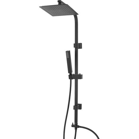 Colonna doccia nero opaco H 105 regolabile completa di soffione quadrato e doccetta (1/5)