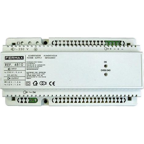 Alimentation FERMAX 4810 12 VAC / 18 VDC 1,5 A Rail DIN