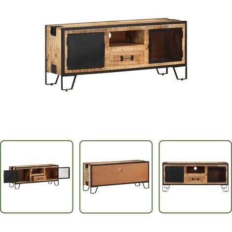 Meuble de rangement - Meuble TV 110x31x46 cm Bois de manguier brut (1/5)