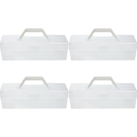 Cajas de almacenamiento de cubiertos de 4 piezas, estuche portátil transparente para utensilios de cocina, compartimentos para fideos y tenedores. (1/5)