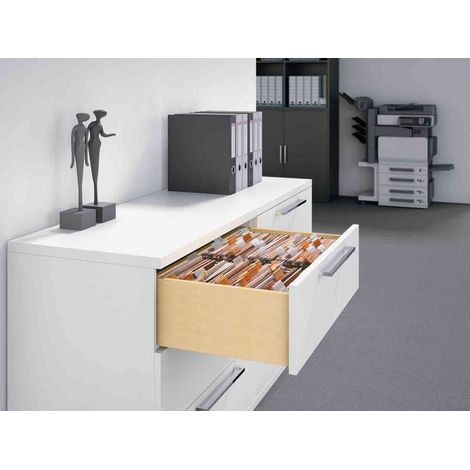 Hettich – Kit armoire 3 tiroirs dossier suspendu 562 mm – Coulisses Quadro Duplex 60 – Aménagement pour rangement dossiers