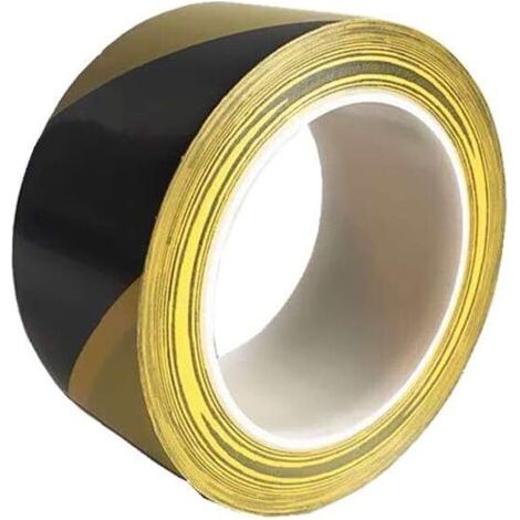 Ruban de sécurité, 4.8 cm x 33 m - Ruban d'avertissement,Ruban de sécurité en PVC, Avertissement de Danger, Ruban de barrière, Ruban d'avertissement de marquage, Adhésif Noir et Jaune (1/5)