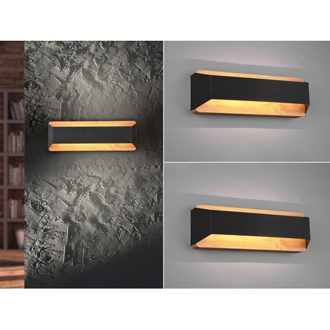 LED Holz Wandlampen 2er Set Up and Down mit Stufen Dimmer Schwarz, Breite 35cm (1/5)