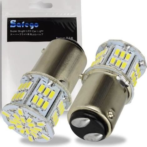 Ampoules 1157 BAY15D LED 3014 54 SMD - Lampe Blanche - Pour Inversée, Sauvegarde, Feu de Freinage - 12V - Lot de 2 (1/4)