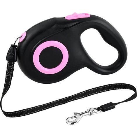 Laisse Chien Enrouleur Automatique 5m, Laisse Rétractable pour Chien et Chat Jusqu'à 25kg, Laisse Extensible avec Freinage 1 Bouton, Poignée Ergonomique TPR, ABS Renforcé (1/5)