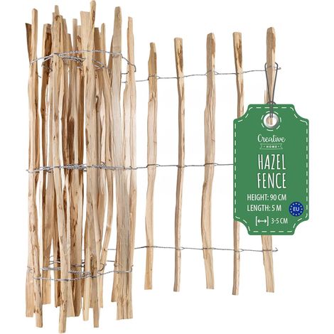 Hazel Wood Fence 90 cm x 5 m – Slat Spacing 3–5 cm