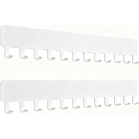 Lot de 2 porte-colliers - Suspendus - Blanc - Fixation murale autocollante - Rangement de bijoux