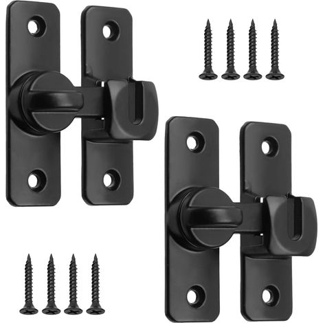 Confezione da 2 chiavistelli per porta del fienile da 90/180 gradi, in lega di zinco nera, per fienile, garage, camera da letto e armadio (1/4)