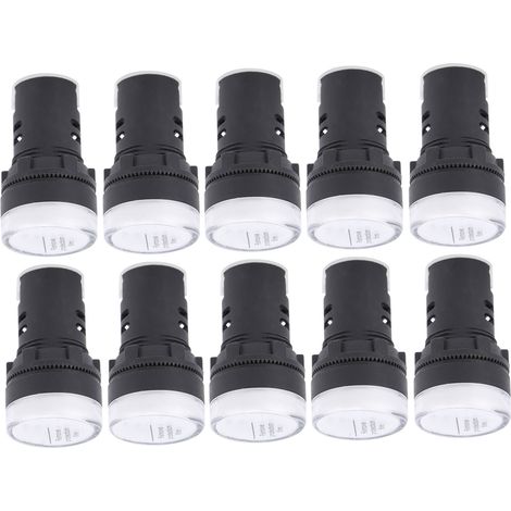 10 Pièces Voyant Lumineux LED AD16-22DS Blanc Haute Luminosité Accessoire Équipement AC/DC 110V (1/5)