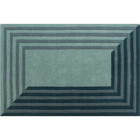Tappeto taftato 100% lana 160 x 230 cm Blu anatra 2000g/m² - SILENE (1/2)