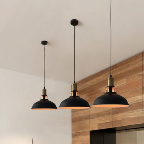Suspension E27 de style industriel rétro avec plafonnier en fer forgé, idéale pour les salons, les chambres, les salles à manger et les cafés, dans une palette de couleurs noir et blanc. (1/5)