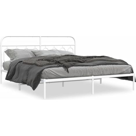 Maison Exclusive - Cadre de lit métal sans matelas et tête de lit blanc 160x200 cm (1/5)