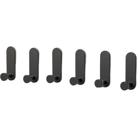 Robuste, selbstklebende Handtuchhaken zur Anbringung an Türen für Mäntel, Hüte, Bademäntel, Handtücher usw. Geeignet für Badezimmer, Gästetoiletten, Küchen usw. 6er-Pack (schwarz).