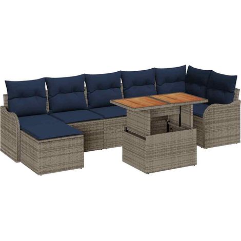 Garden Sofa Set 8 pcs Grey and navy blue vidaXL (1/5)