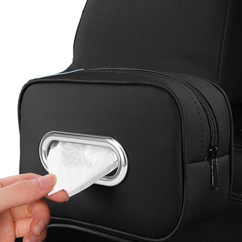Porte-serviettes de voiture pour porte de voiture Porte-papier extra large en cuir PU Housse de siège arrière Accessoires de visière Porte visière de voiture (1/5)