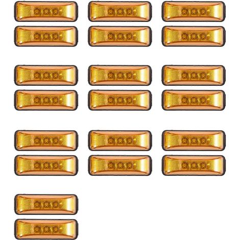 Lot de 20 feux de gabarit latéraux à LED ambre 24 V 3,9 pouces (9,9 cm) pour camions et remorques, étanches. (1/5)