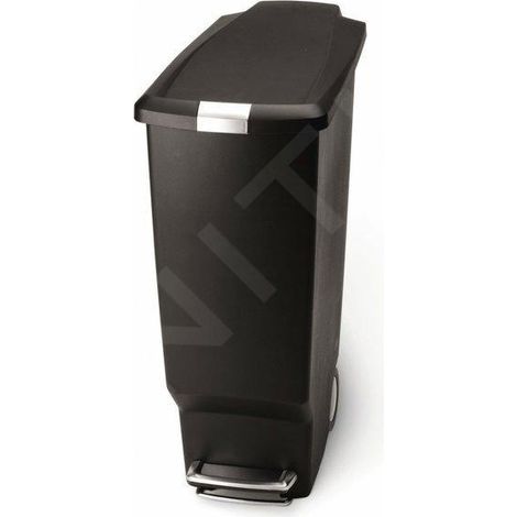 Poubelle à pédale étroite 40 l – Couleur noir – Roulettes intégrées – Mécanisme de pédale silencieux – Verrouillable pour sécurité – Simplehuman (1/5)