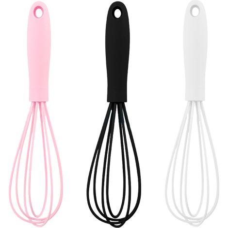 Lot de 3 mini fouets de cuisine colorés en silicone de qualité supérieure - Mini fouets pour œufs, idéaux pour remuer et cuisiner. (1/5)
