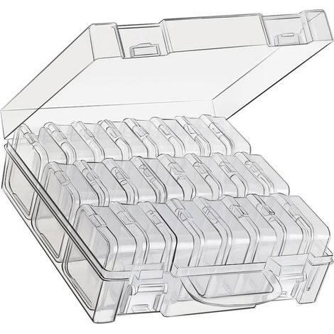 24 Grilles Récipients de Perle, Boîte de Rangement de Perles Transparente, Mini Boîtes de Rangement Rectangulaires avec Couvercles à Charnière pour Perles, Strass, Petits Objets (1 Pièces) (1/5)