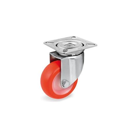 Roulette pivotante diamètre 30 mm roue polyuréthane rouge - 30 Kg (1/4)