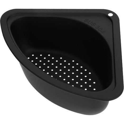 Abtropfkorb aus Edelstahl für Spülbecken, Küchenabfallsieb, Ecksiebkorb-25.6x19.8cm-Black (1/3)