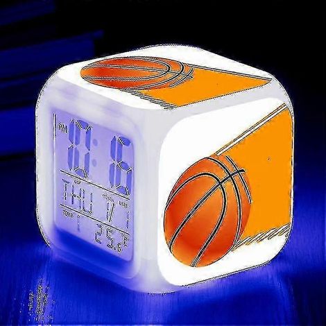 Réveil de basket-ball, montre électronique lumineuse multifonctionnelle à 7 couleurs changeantes, minuteur de réveil pour enfant, compatible avec TW transparent. (1/5)