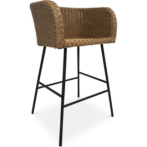 Rattan Hocker mit Armlehnen - Boho Bali Design - Ishita Natural wood