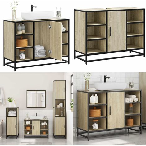 vidaXL Waschbeckenunterschrank Sonoma-Eiche 80x33x60 cm Holzwerkstoff (1/5)