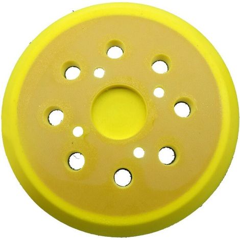 1 pièces 125mm Plateau de ponçage, Rond Disques de Ponçage à 8 Trous patin PU, pour ponceuse Plateau ponçage souple Remplacer (Jaune) (1/5)